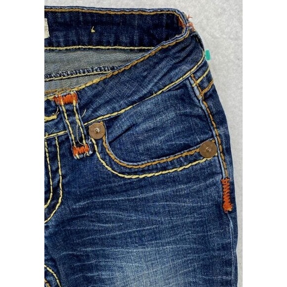 Bisou Deve Jeans Womens Size 5 Dark Wash Low Rise Straight Denim Flap Pockets - Picture 6 of 16